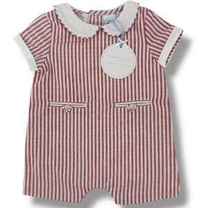 Edgehill Collection X The Broke Brooke Stripe Jon Jon Romper Boys Sz 6 Mos